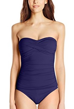 Anne Cole Front-Shirred Bandeau One-Piece For the Diamond Shaped Body 