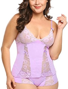 In'Voland Plus Size Sexy Cami Lingerie Halter Stretch