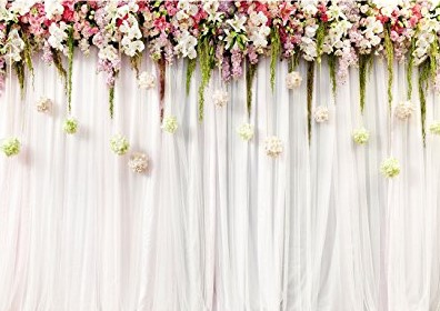 White Pink Lace Curtain Wedding Photography Backdrop