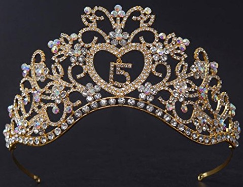 Fumud Number 15 Heart Crystal Quinceanera Tiara Crown